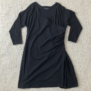Soft Surroundings Wear Anywhere Dress 1X Black Faux Wrap Stretch Flattering